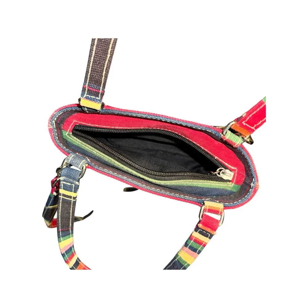 Kate Spade Crossbody Bag Women Small Multi-Color Good Y2K Striped Canvas Satchel